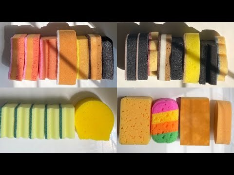 ASMR dry bulk sponge ripping edited compilation - kitchen / bath sponges