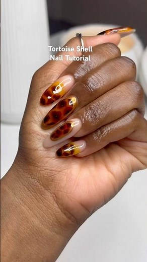 How to Tortoise Shell Nails Tutorial 🐢✨🤎 #naildesign