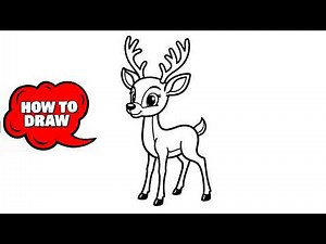 How to Draw Rudolph the Red-Nosed Reindeer 🦌 | Easy Cartoon Rudolph Drawing