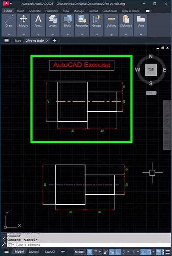 AutoCAD Exercise – Master Symmetry & Dimensions Fast!