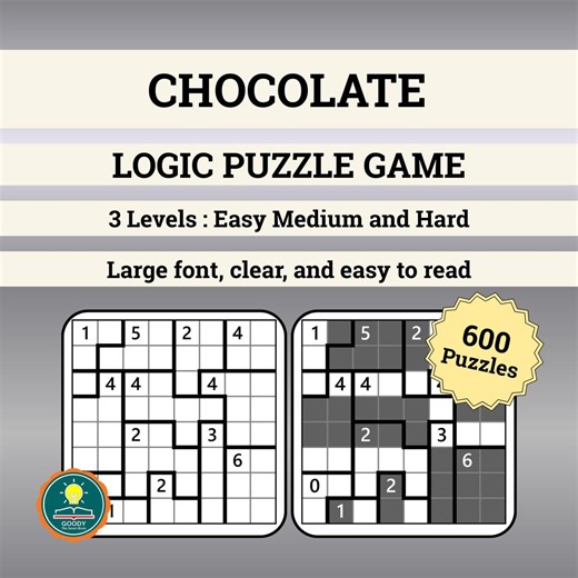 600 Puzzles Printable Logic Puzzle Game Logic Brain Games PDF for Adults Instant Download - Etsy