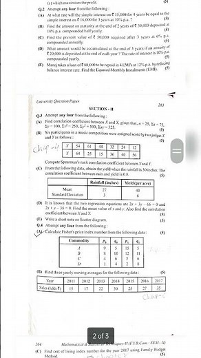 Mathematical & Statistical Techniques Sem 2 Question Paper | Mumbai Universiy FYBCOM #shorts