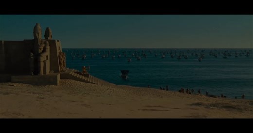 Nothing says Bronze Age warfare like a Saving Private Ryan-informed contested beach landing where cavalry (using large post-Medieval horses) with stirrups charge spear formations and launch arrows that are for some reason on fire.