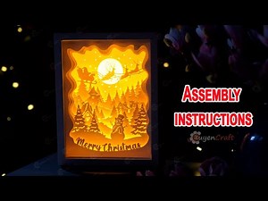 How to make Merry Christmas Paper Cut Light Box PDF SVG Silhouette Template for create 3D Shadow Box