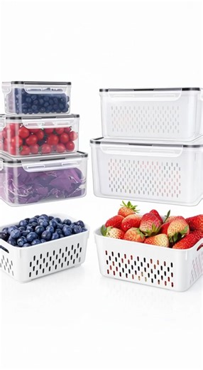 Level up your fridge game with these stackable organizers! Keep your fruits & veggies fresh AF with built-in colanders. 🍓🥬 No more soggy lettuce or wasted berries! 🙌 BPA-free & ready to go. Get yours now! #fyp #shopping #musthave #trending #viral