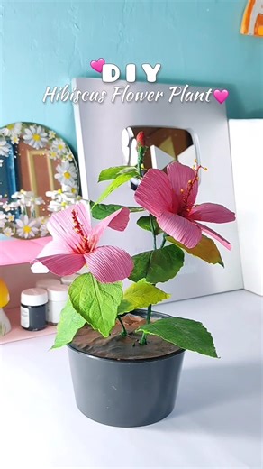 Diy hibiscus flower plant #diy #youtubeshorts #craft