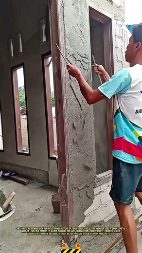 Skilled Worker Efficiently Smoothing Cement Plastering Process