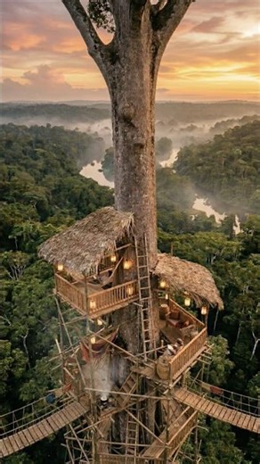 Sky-High Jungle Treehouse Build#Treehouse #JungleBuild #Timelapse #Construction