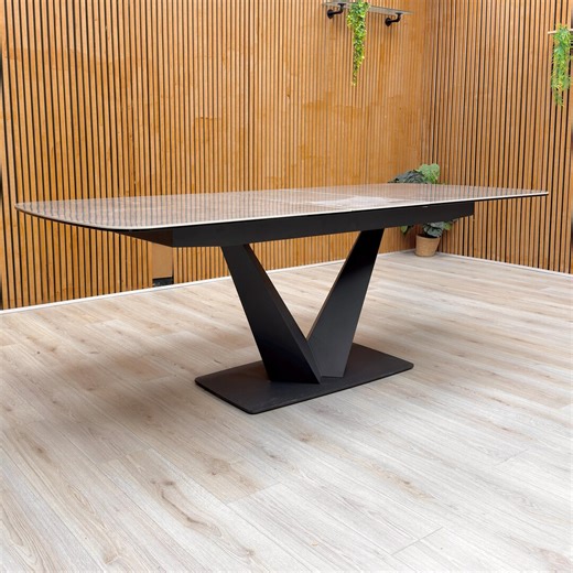 Furniture Village ‘Cupra' Grey Ceramic Top 180cm Large Pop Up Extending Dining Table