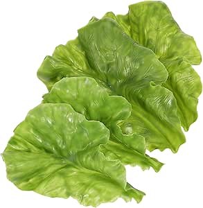ibasenice 3Pcs Lifelike Artificial Lettuce Leaves - Realistic Green Leaf Lettuce Fake Food Props for Kitchen Display, Simulated Vegetable Decor for Photography, PU Plastic Home Restaurant Adornment