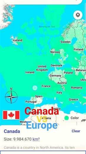 Canada VS Europe!!Land size Comparison!!#country