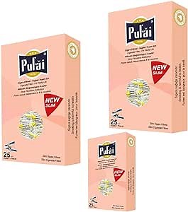 Pufai Super Slim Cigarette Filter Tips Ultra Slim 5mm 6mm 75 Piece in 3 Boxes Rose