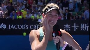 Bouchard asked to 'twirl' by on-court presenter
