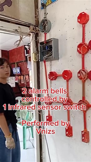 Installation of 2 alarm bells controlled by 1 infrared sensor switch. #highlightsシ゚ #ButuanCity #CaragaRegion #electrician #training | Electrical Apprentice