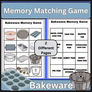 Bakeware Memory Matching Game: Cooking Class Theme (PDF Downloadable Cards Set - Etsy
