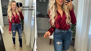 Watch Women's V Neck Satin Bodysuit Long Sleeve Blouse Shirt on Amazon Live