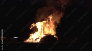 Traditional easter fire, bonfire in the night of Easter Sunday