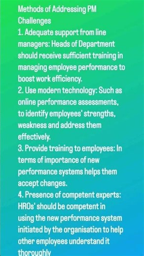 Methods of Addressing Performance Management Challenges.