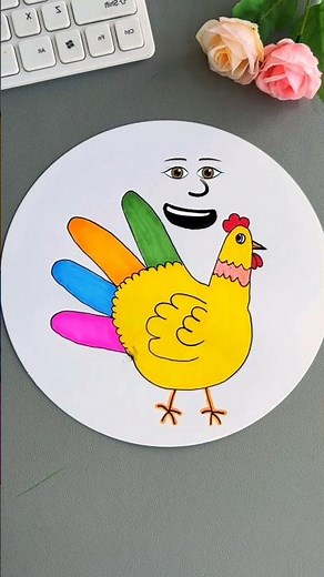 Draw a Colorful Chicken in Just a Few Minutes | Easy Drawing for Kids #shorts