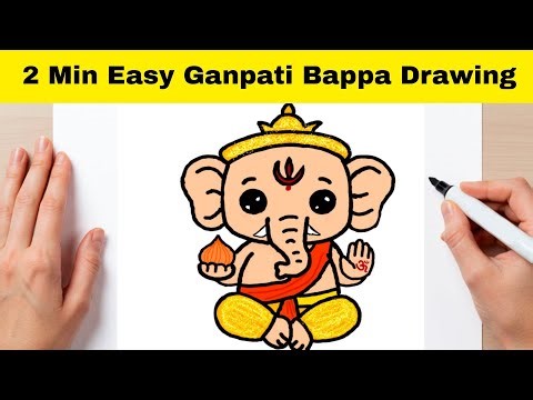 Easy Ganpati Bappa Drawing for Kids | Step-by-Step Simple Ganesh Drawing Tutorial