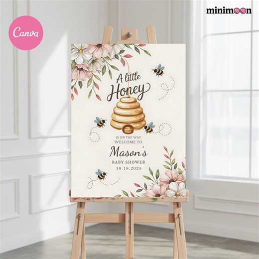 Honey Bee Baby Shower Welcome Sign Template: Editable Design (digital Download) - Etsy
