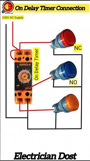On Delay Timer Connection Diagram #timer #ondelaytimer #electrician