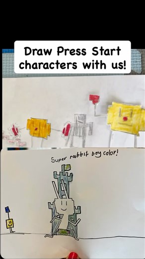 milliesartcrafts on Instagram: "✍️Draw Press Start characters with us! Our young 10-year-old artist (Millie) enjoys teaching art techniques to her 7-year-old sibling (Blue) and other friends younger AND older than her (including me, her mama!) 💞 She takes extra care to make sure her teaching style is NOT annoying (like adults —aka me—who always tell her what to do 😅) Blue is a SUPER FAN of the Press Start book series. Millie drew Super Rabbit boy for him and guides him on how to draw other cha