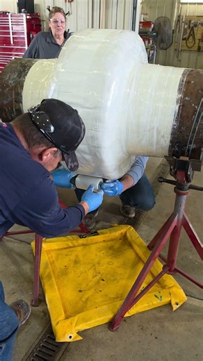 Part 9 - PolyWrap Over Senso Glass Wrap to help the seams seal #pipelinecoatings