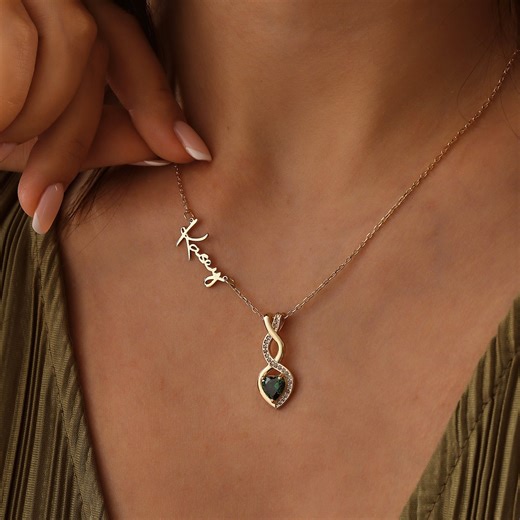 Personalized Birthstone Necklace: Sterling Silver Name Jewelry, Dainty Infinity Charm, Custom Birthday Gift - Etsy