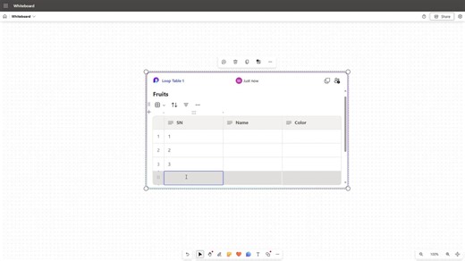 Microsoft Whiteboard Course Section 24 Adding Tables