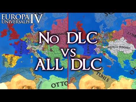 EU4 No DLc vs All DLC Europe Double Timelapse