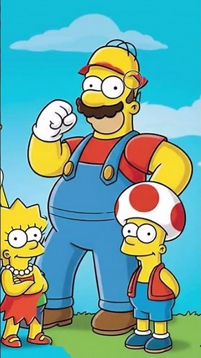 The simpsons transform into mario bros characters #thesimpsons #simpsons