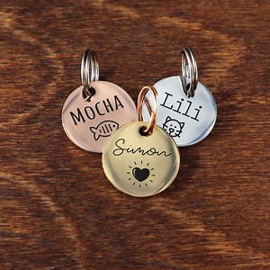 Custom Small Cat Tags, Personalized Tag for Cats, Cat Tag and Collar, Engraved Cat Tag, Cat Tag Fish, Funny Cat Tags, Cat Address Tag - Etsy