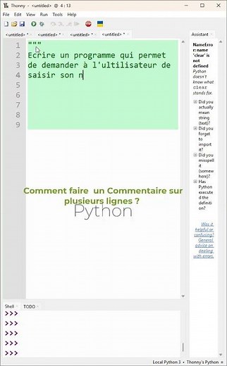 Comment faire un commentaire sur plusieurs lignes en Python #algorithme #python