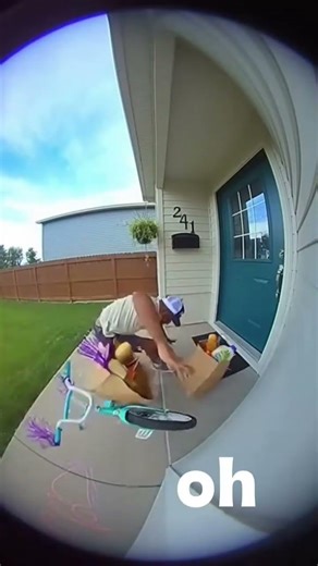 Delivery Guy FAILS 😅 Tripping Over Kid's Bike #shorts