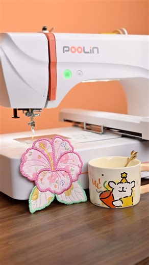 🌸 DIY Appliqué Flower Coaster 🌸 Who said embroidery is just decoration? With a little creativity, it becomes something practical and beautiful for everyday life. Here’s our new project — a heatproof coaster made with appliqué embroidery! #poolinembroiderymachine #embroidery #embroiderymachine #DIYEmbroidery #coaster #handmadecrafts | Poolin Embroidery Sewing Machine