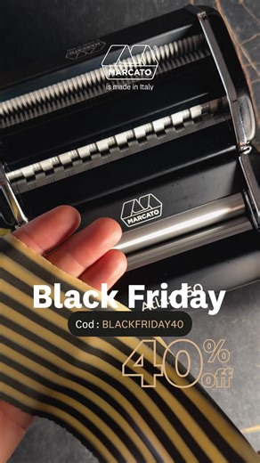 ⚫️ Der Black Friday ist da: Die ikonische Nudelmaschine Atlas 150, jetzt mit 40% Rabatt auf die schwarze Version! Verwenden Sie den Code BLACKFRIDAY40 🍝 | Marcato Pasta Machines