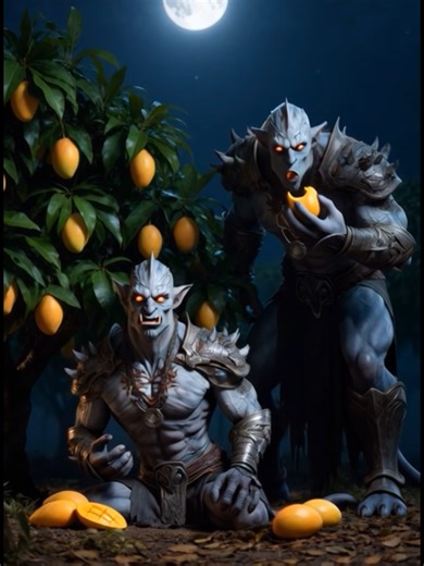 Dog: Hunky Creature Chased by Dog as Steal Eating Mango#aivideo #viralvideo #shorts #creature #scaryvideos #dog #mango #goblin #tuyul #toyol #gremlin #elf