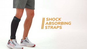 Cho-Pat Shin Splint & Calf Compression Sleeve, Applies Pressure Above and Below the Shin to Alleviate Discomfort, Adjustable Support Strap for Shin Splints and Tight Calves, Black, Large