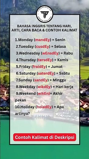 Belajar Bahasa Inggris Tentang Hari, Artinnya, Cara Bacanya dan Contoh Kalimatnya | #short #shorts