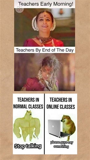 Teachers Be Like: Morning Energy vs End-of-Day Reality 😂 | Online vs Offline Classes Meme #meme #fun