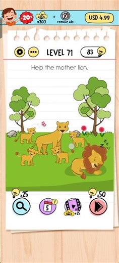 Help the mother lion 🦁| Brain test level 71