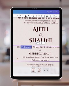 Tamil Hindu Wedding Invitation | Editable Canva Template | A5 Portrait - Etsy UK