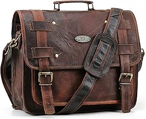 Handmade World Vintage Handmade Leather Messenger Bag For Laptop Computer Men Brown Leather Office Work Briefcase Satchel (13" X 18")