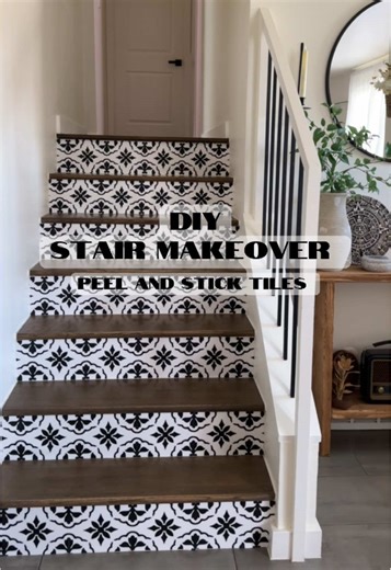 Easy Staircase Makeover with Peel and Stick Tiles