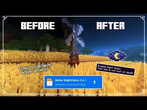 NIGHT VISION TEXTURE PACK MCPE 1.21 (FULL BRIGHT) CRAFTABLE FOR SURVIVAL!!