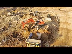 Hitachi EX1200 and CAT 5130B working together