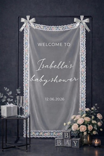 Welcome Sign for Baby Shower, Personalized Fabric Baby Shower Sign, Custom Baby Shower Sign, Custom Baby Shower Decor - Etsy