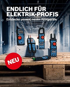 Liebe Elektrik-Profis, das Warten hat ein Ende. Die neuen elektrischen Prüfgeräte mit bewährter Bosch Professional Qualität sind endlich da, um euch eure harten Jobs zu erleichtern. 💙😁 Entdeckt unser neues Sortiment mit GVD 1000-17, GVT 1000-15, GDM 600-15, GMC 600-15 und GFM 1000-15 – gemacht für harte Arbeitsbedingungen und effizientes Arbeiten. https://pt.bos.ch/uijkS | Bosch Profi-Elektrowerkzeuge und Zubehör