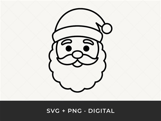 Santa Face SVG: Santa Claus Head Outline Cut File for Cricut and Silhouette - Etsy Ireland
